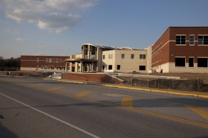This is a picture of the new high school building under construction. This part of the building is on the site of the old junior high building.